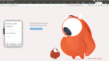 Home page of WeTransfer file transfer services